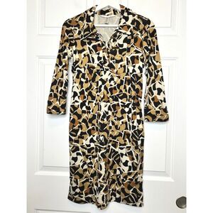 Diane von Furstenberg Vintage 100% Silk Geometric Print Dress Size 2